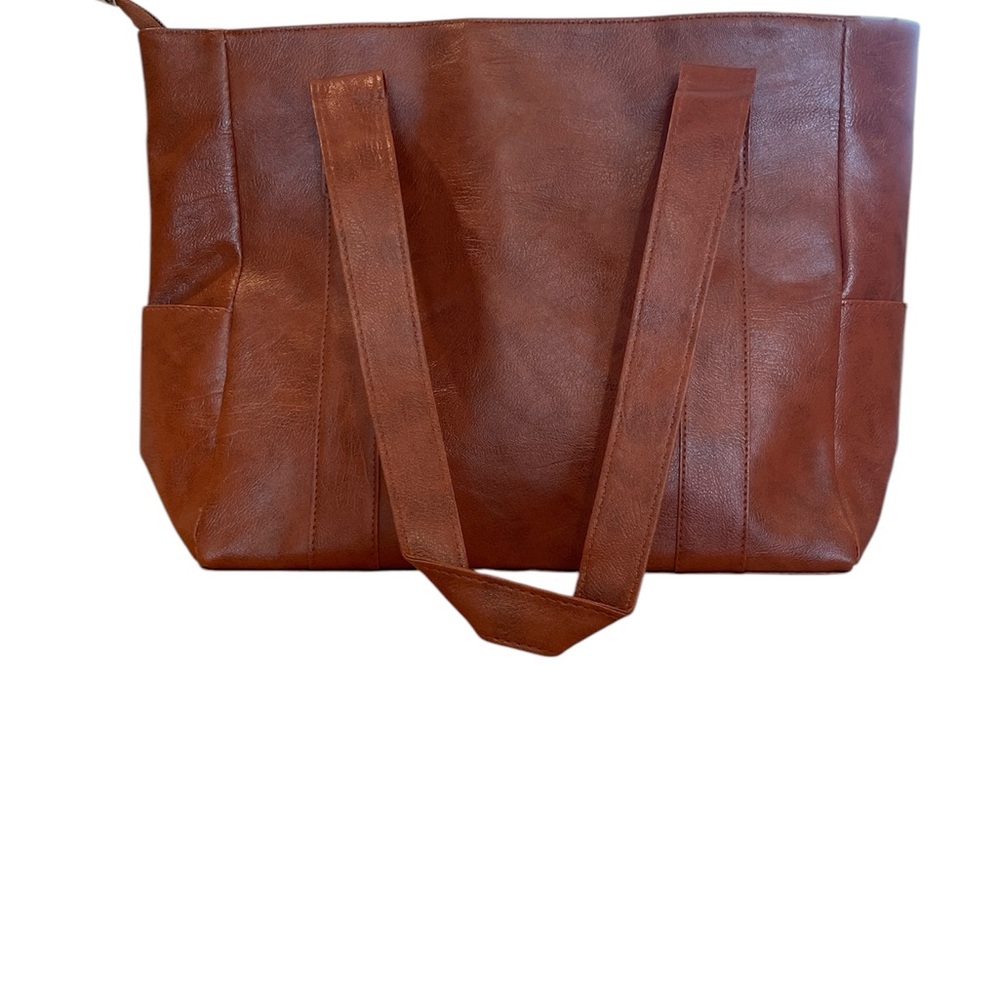 Brown Tote Bag with Leather Material and Classic Shape